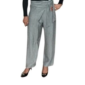 ZARA Gray Wrap Linen Blend Palazzo Pants Size S‎